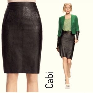 Cabi Black Faux Leather Pencil Skirt Size 2